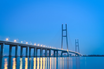 cable stayed bridge at night
