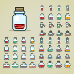Colorful bottles of potion