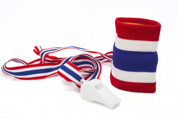 Thai Flag Wristband and Whistle isolated
