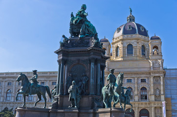 Maria Theresa statue in a garden in front of Art museum, Vienna