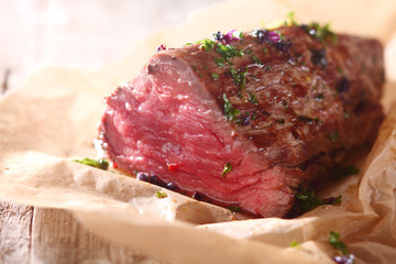 Side of rare roast beef fillet