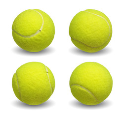 Tennis ball collection isolated on white background