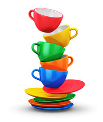 Stack of color coffee cups