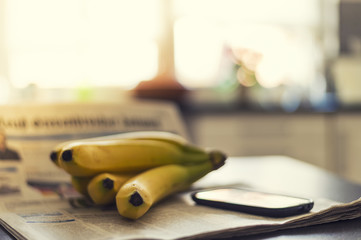 Bananen und Smartphone