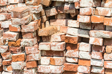 Red Bricks Pile For Building Construction