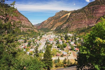Fototapeta na wymiar View from road of the town Ouray, Colorado