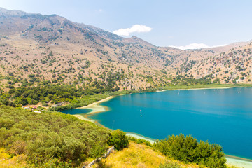Obraz premium Freshwater lake in village Kavros in Crete island, Greece.