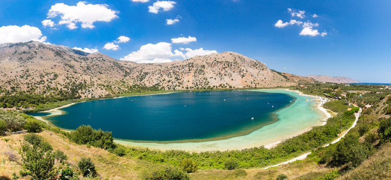 Freshwater lake in village Kavros in Crete  island, Greece