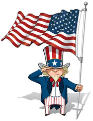 Uncle Sam Saluting the US Flag