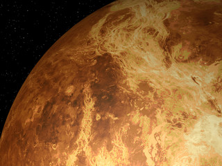 3D rendering of the planet Venus on a starry background, high re © mrtimmi