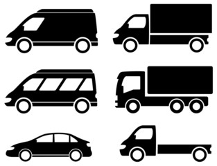 black set transport icons