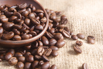 Fototapeta premium Robusta Coffee Beans on Goni Sack