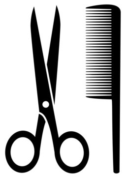 isolated comb and scissors