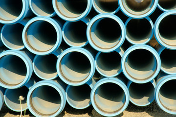 Stack of blue pipes