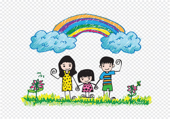 Obraz na płótnie Canvas kids drawing happy family picture