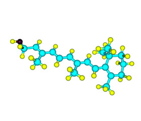 Retinol (Vitamin A) molecular structure on white
