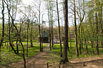 Leśna polana, stare drewniane kapliczki © Piotr Szpakowski