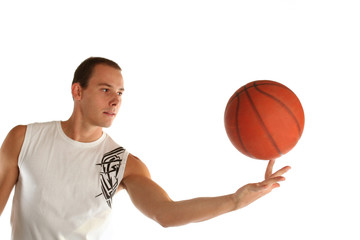 Young man playing basketball