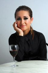 Beautiful business lady in a restaurant