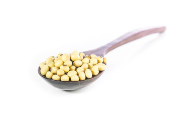 Soybean in wooden spoon