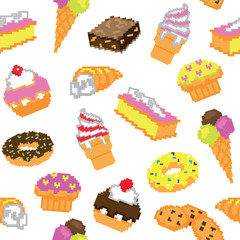 Seamless pixel cake pattern - 64756494