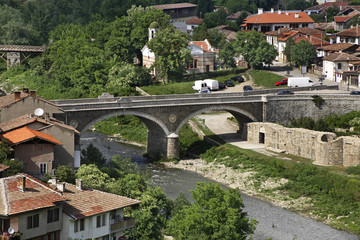 River Yantra in Veliko Tarnovo. Bulgaria