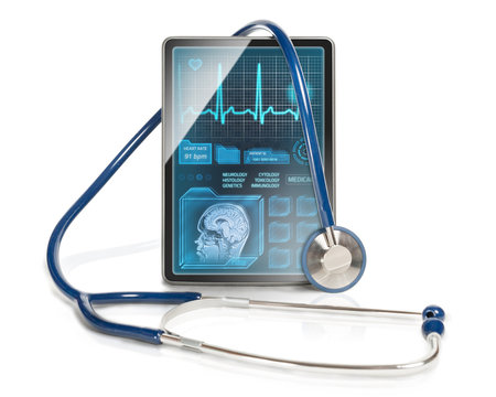 Modern tablet showing medical diagnosis
