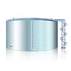 vertical steel tank with reflection