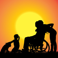 Vector silhouette of family.