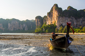 long tailed boat Railay bay Krabi Thailand