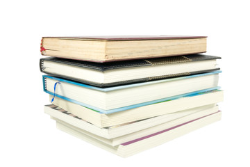 Book stack on white background