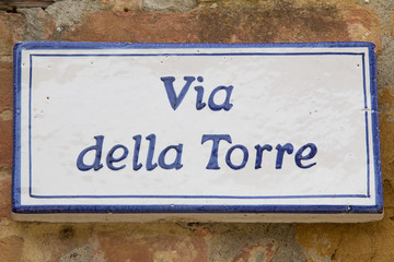 Obraz premium tonda cartello via della torre