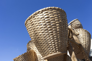 Handmade traditional straw wicker baskets