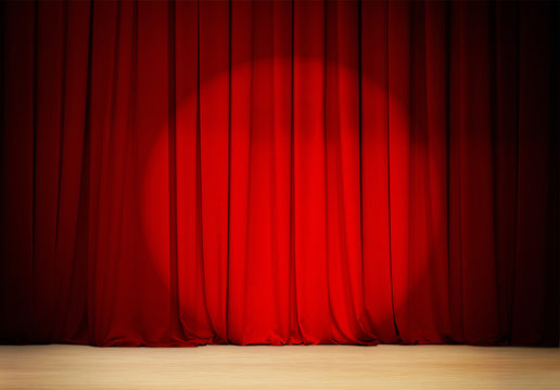 red curtain with spot light  theater stage