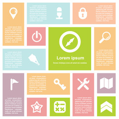 flat design interface icons set