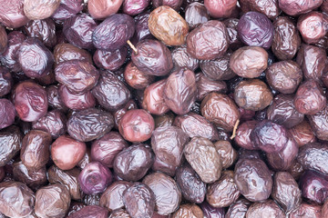 Cured Mediterranean black olives background