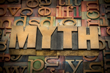 myth word in wood type