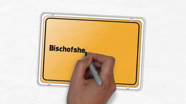 Bischofsheim an der Rh&ouml;n Ortseingangsschild Ortseingang Stadt