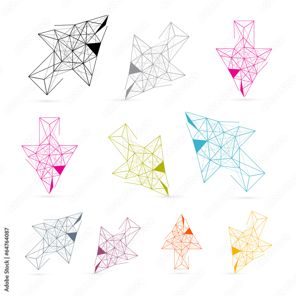 Poster outline vector arrows set isolated on white background