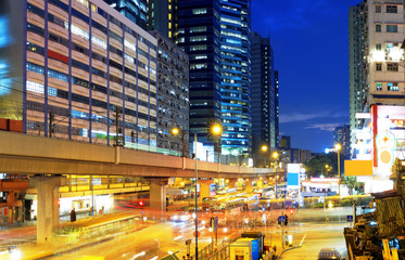 Fototapeta na wymiar HongKong downtown busy traffic night