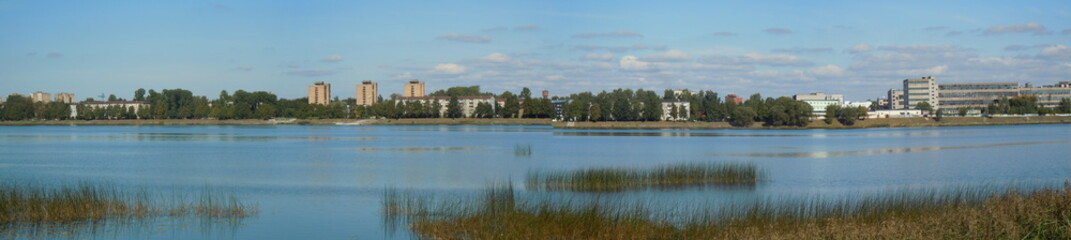 Panorama of Riga and river Daugava (Latvia)