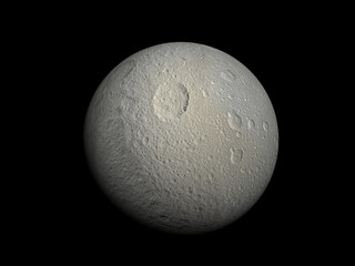 3D-rendering of the Saturn Moon Tethys, high resolution