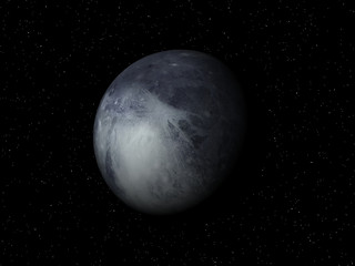 3D rendering of the  planet Pluto on a starry background, high r