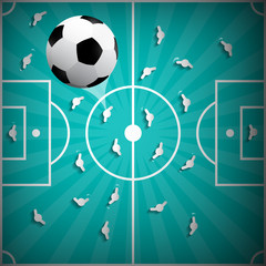 Football Ball Above Playground Background - Retro Illustration