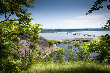 Bridge across a river, Saint Lawrence River, Quebec, Canada