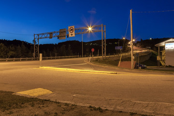 Fototapeta na wymiar Vehicle prohibited sign on the road, Quebec, Canada