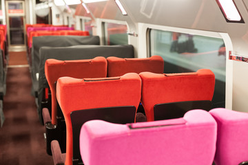 Interiors of a bus, Dinan, Cotes-D'Armor, Brittany, France