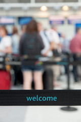 Welcome sign at an airport, Alberta, Canada