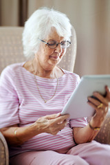 Grandma using tablet