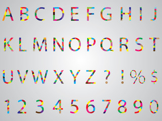 Colored alphabet illustrated on white